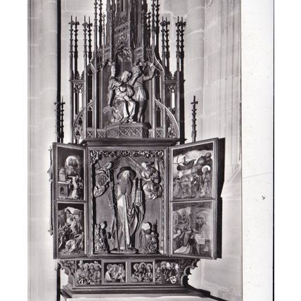 Heilig Kreuz Munster Schwabisch Gmund Sebaldusaltar Germany Postcard unused VGC