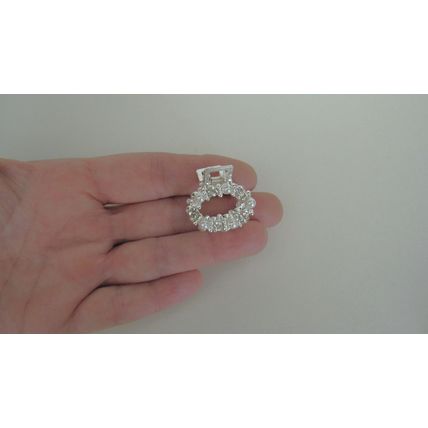 Small oval circle pearl crystal silver metal hair claw clip bridal clip