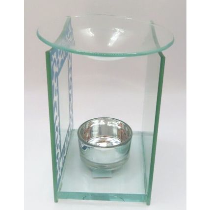 Silver Animal Print Oil Burner/Tealight Holder 12 CM Glass Gift Home Decor Boxed