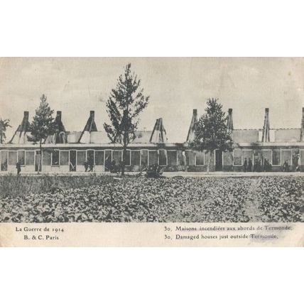 Damaged Houses Just Outside Termonde WW1 War Damage Postcard