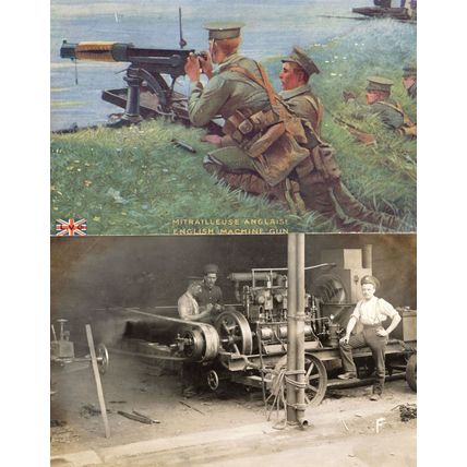 Army Industry Factory Soldier War WW1 Machine Gun 2x Postcard s