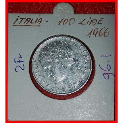 GODDESS MINERVA (1954-1989): ITALY★ 100 LIRAS 1966R! HOLDER★LOW START★NO RESERVE