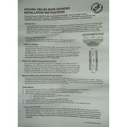 YBO-BS Hochiki Sounder Base Addressable Base Sounder - Hochiki ESP Sounder Base