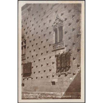 Ventana de la Casa de las Conchas, Salamanca, c.1920 - Foto Tarjeta Postal