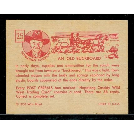 1951 Hopalong Cassidy Post #25 An Old Buckboard