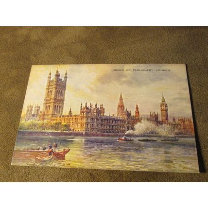 1930s Postcard - Houses of Parliament, London - Artist Brian Gerald / A2