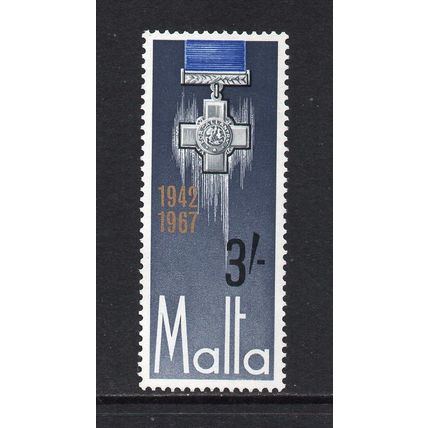Malta - 1967 - 3/-, 25th Anniv. of George Cross Award (sg381) Mint Hinged