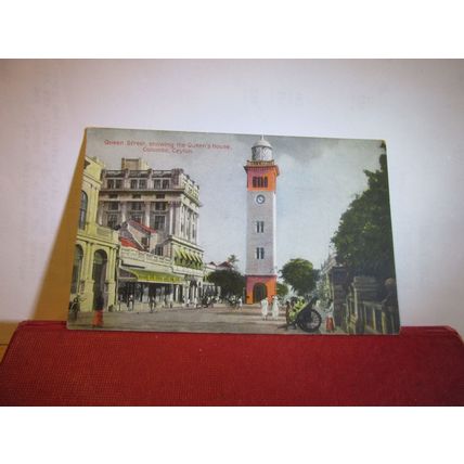 QUEEN'S HOUSE, QUEEN STREET, COLOMBO, CEYLON unused antique postcard Sri Lanka =