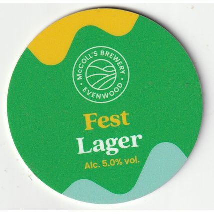 UNUSED KEG CLIP FRONT - McCOLLS BREWERY - FEST LAGER