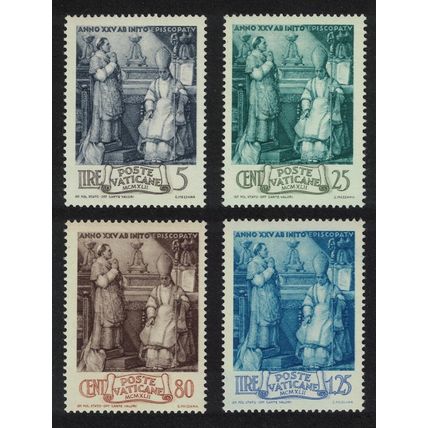Vatican Pope's Episcopal Silver Jubilee 4v 1943 Mixed SG#88-91 Sc#80-83