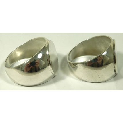 Pair Sampson Mordan & Co Solid Sterling Silver Serviette Napkin Signet Rings