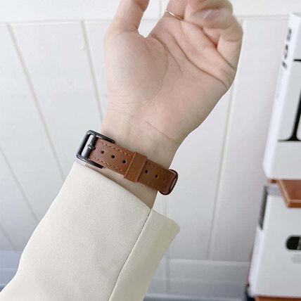 Leather Watchband For Apple Watch Series (Orange, 7 45mm / 6&SE&5&4 44mm / 3&2&1