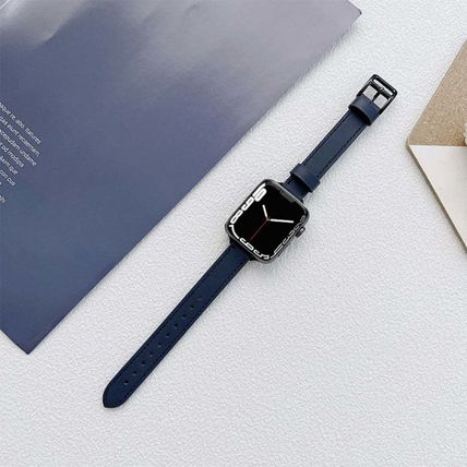 Leather Watchband For Apple Watch Series (Orange, 7 45mm / 6&SE&5&4 44mm / 3&2&1