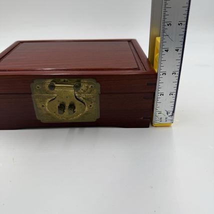 Chinese Classical Rosewood Brass Velvet Art Jewelry Case Trinket Box Wooden Asia