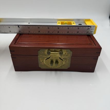 Chinese Classical Rosewood Brass Velvet Art Jewelry Case Trinket Box Wooden Asia