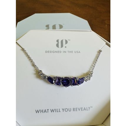 NIB Bomb Party Necklace RBP8841 W/My Whole Heart Dark Purple Topaz CZ Rhodium Pl