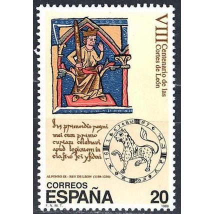 España. 1988. Mi # 2842. 7th Centenary of the first Cortes of Leon. Alfonso IX