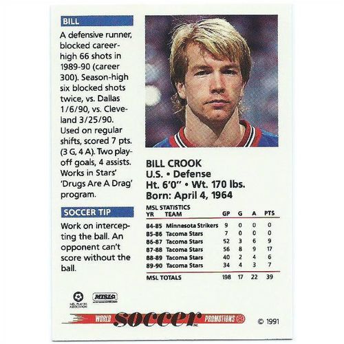1991 Soccer Shots MSL - #084 - Bill Crook