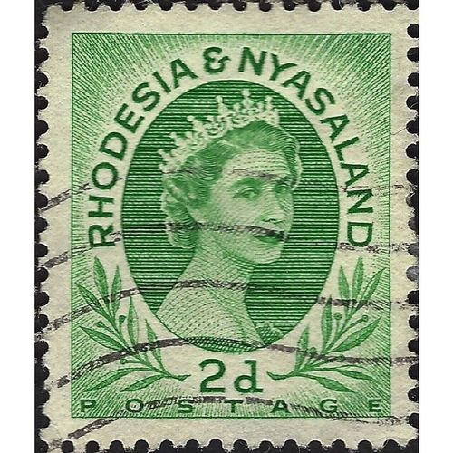 RHODESIA & NYASALAND, Queen Elizabeth II, green 1954, 2d, #4