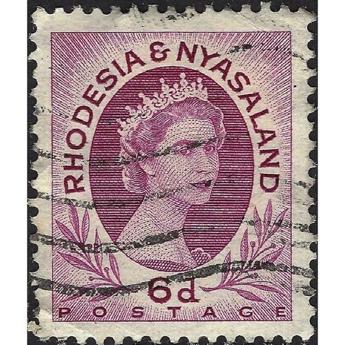 RHODESIA & NYASALAND, Queen Elizabeth II, violet 1954, 6d, #4