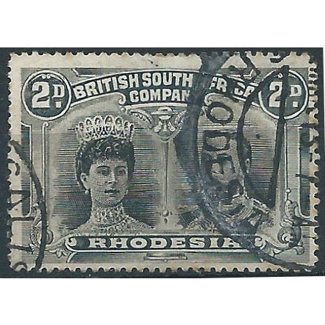 Rhodesia 1910 SG130 2d Black & Grey-Black Fine Used....