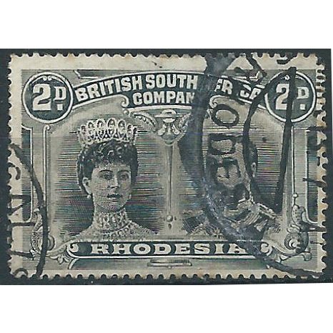 Rhodesia 1910 SG130 2d Black & Grey-Black Fine Used....