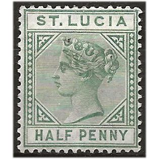St Lucia 1891 SG43 1/2d Dull Green Mounted Mint . ..