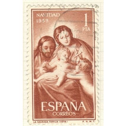 Spain 1959 - 1p reddish brown - Christmas - used