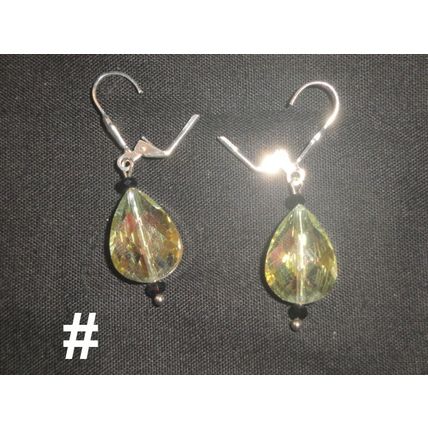 Exceptional 19x13x9.5mm pearcut fire polished hint of yellow glass earrings
