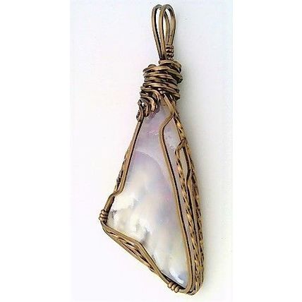 Plume Agate Bronze Copper Wire Wrap Gemstone Pendant 13