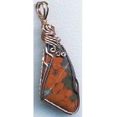Morgan Hill Poppy Jasper Copper Wire Wrap Gemstone Pendant 7
