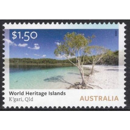 AUSTRALIA: 2025, UNESCO WORLD HERITAGE ISLANDS, K'GARI, QLD, MNH SHEET STAMP.