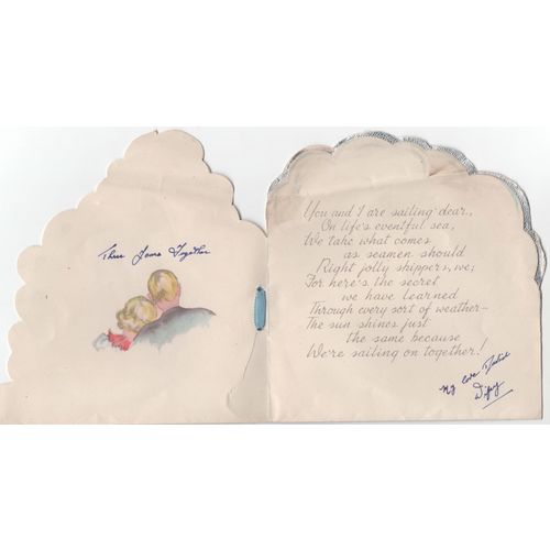 50's AM Davis & Co Card To my Husband on Our Wedding Anniversary Yacht