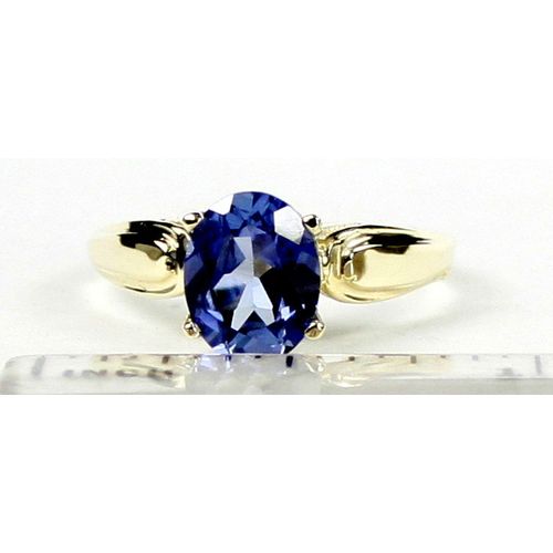Created Blue Sapphire, 10KY Gold Ring, R058