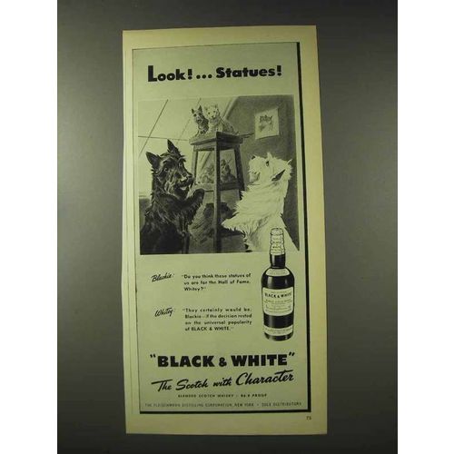 1948 Black & White Scotch Ad - Look Statues!