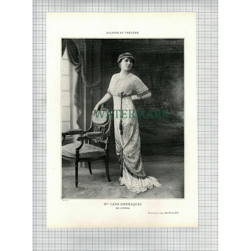 X1762) Mlle JANE HENRIQUEZ Actress - 1910 Print / Cutting