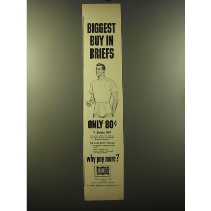 1950 Hanes Briefs and T-Shirts Ad - Biggest buy in briefs