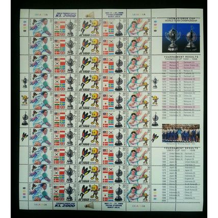 Malaysia Thomas Uber Cup KL 2000 Badminton Sport Games Flag (sheetlet) MNH *rare