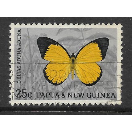 PAPUA NEW GUINEA 1966 BUTTERFLIES 25c DELIAS ARUNA SG 89 FINE USED