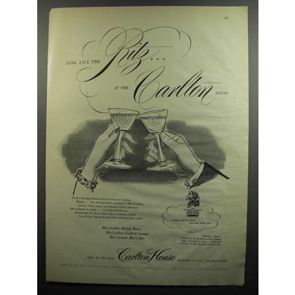 1952 Ritz Carlton Hotel Ad - Long live the Ritz.. at the Carlton House