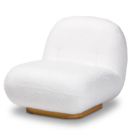 White Boucle Loop Chair Brushed Gold Base Modern Contemporary