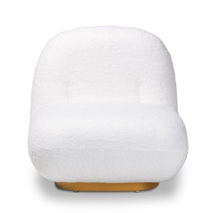 White Boucle Loop Chair Brushed Gold Base Modern Contemporary