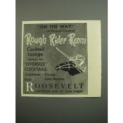 1955 Hotel Roosevelt Ad - On the way at Grand Central Rough Rider Room