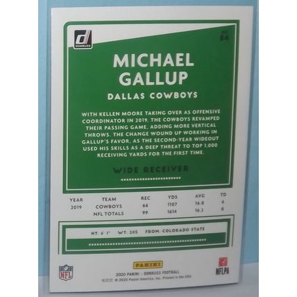 2020 Donruss MICHAEL GALLUP (Dallas Cowboys) Press Proof Blue Parallel #84