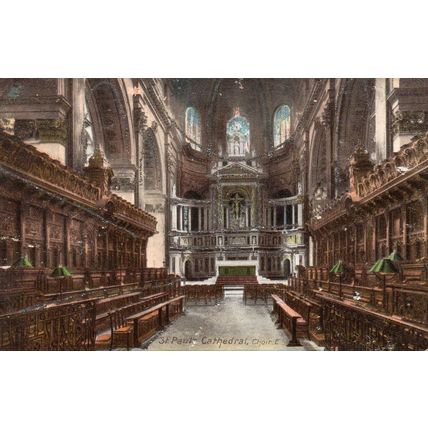 St Pauls Cathedral, Choir E - London - Glittery Original Vintage Postcard (120L)