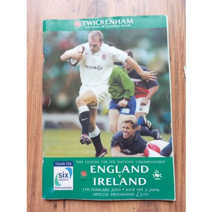 2000 England vs Ireland Six Nations Programme & Ticket, Twickenham, Rugby Union