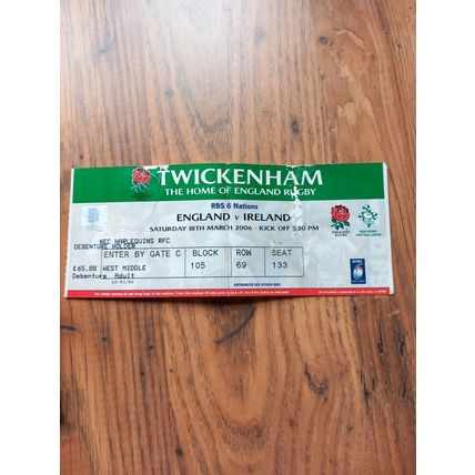 2006 England vs Ireland Six Nations Programme & Ticket, Twickenham, Rugby Union