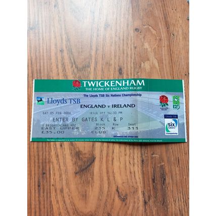 2000 England vs Ireland Six Nations Programme & Ticket, Twickenham, Rugby Union