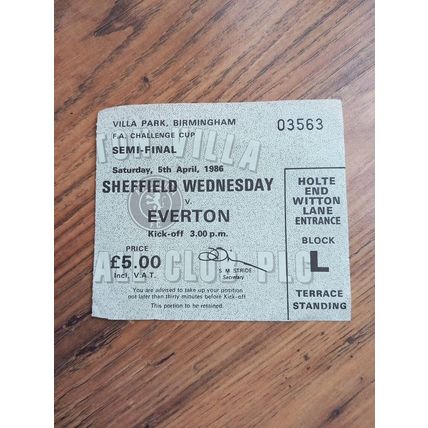 1986 FA Cup Semi Final Ticket – Everton vs Sheff Weds