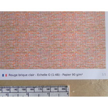 Papier rouge brique clair pour O gauge - échelle 1:48 -feuille A4 (297 x 210 mm)